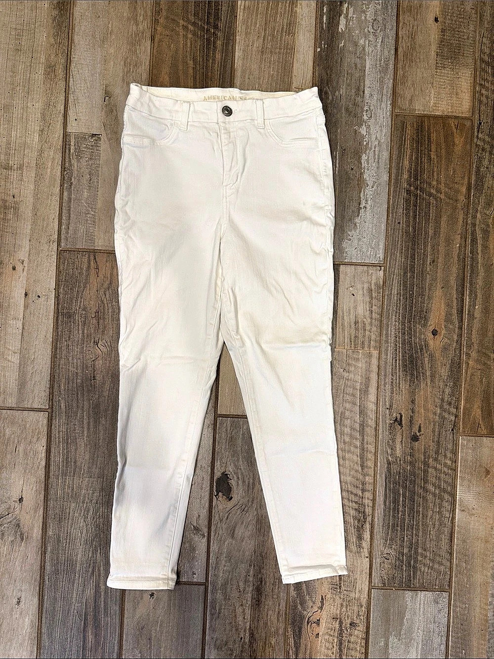 American Eagle Curvy High Rise Jeggings White Size 10 Short
